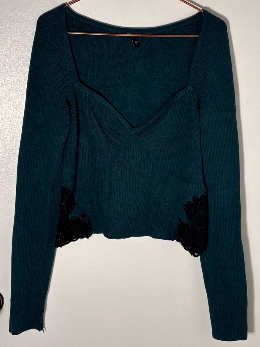 Express - Body Contour - Sweater with Lace Inset Detail - Size L
